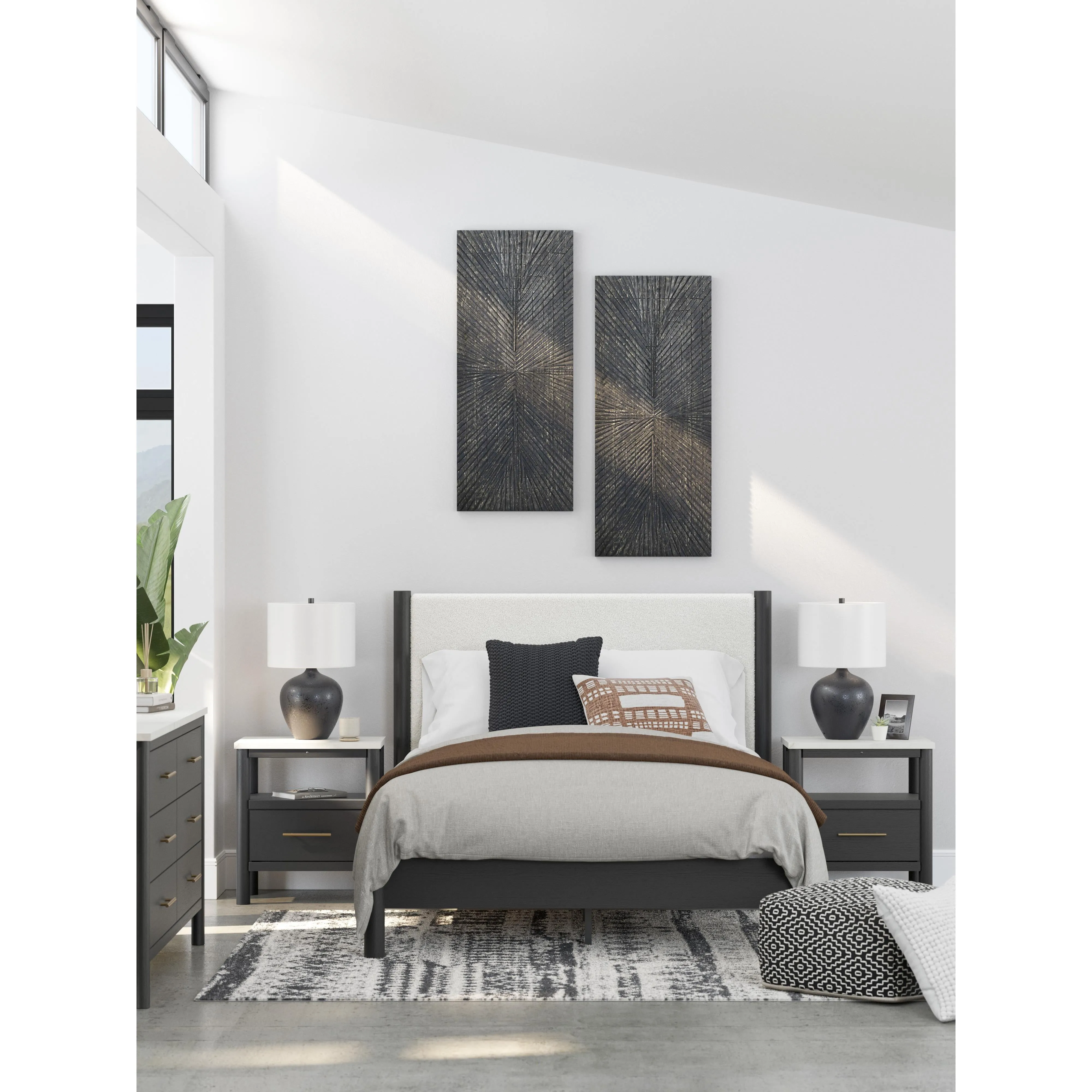 Signature Design by Ashley Cadmori Queen Upholstered Panel Bed B2616-57/B2616-54/B100-13